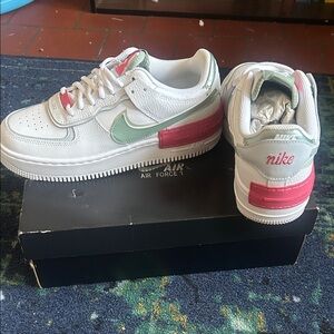 Nike Air Force 1 White with Green and Red Accents